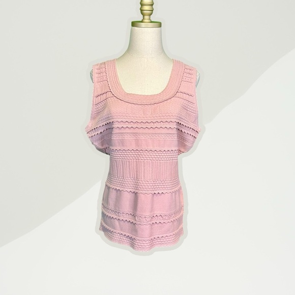 NWT Milly ‘Textured Tech Knit Lace Detailed Tank Top’ in Dahlia Pink Size 14/16 - Picture 11 of 13